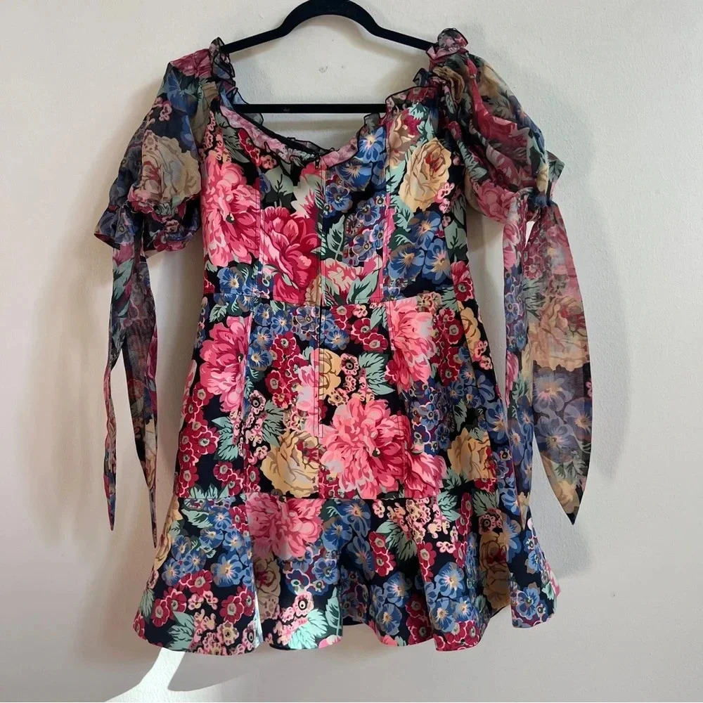Keepsake runaway floral mini dess with puff sleeve - Picture 5 of 5